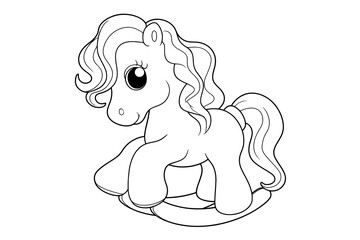 Cute rocking horse coloring page for children to unleash creativity and imagination during playtime