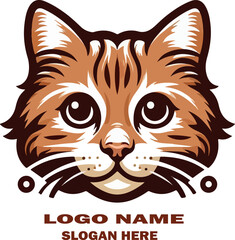  Tabby Cat Head Peeking  logo Vector white background .
