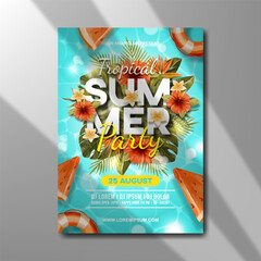 realistic summer party invitation flyer design