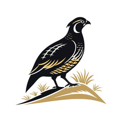 Fototapeta premium Kaman partridge black and gold logo design silhouette vector on white background.01