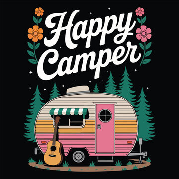 HAPPY CAMPERA Van Life Adventure T-Shirt FOR Van Camping Lover