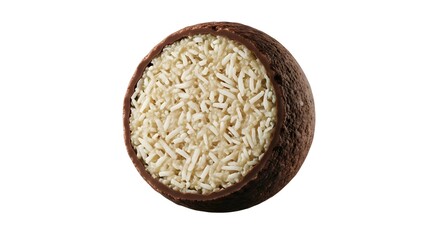 Artisanal Chocolate and Coconut Keto Fat Bomb, a Healthy Energy Snack, Isolated on White Background.