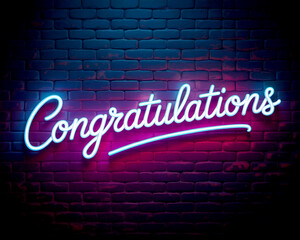 Neon-Style Handwritten Congratulations Message with Glow and Shadow