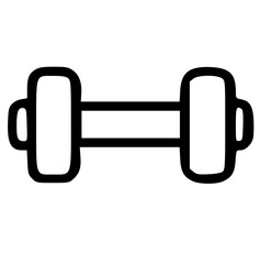 Simple black outline drawing of a dumbbell, showing a weightlifting tool.