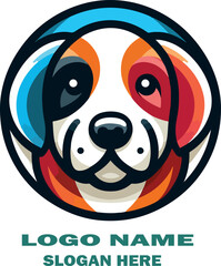 Dog head  australian shepherd cattle dog german shepherd golden retriever dachshund basset houndclour logo icon vector white background .