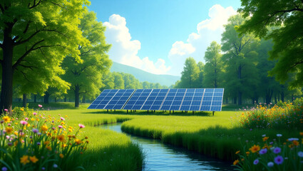 A Photovoltaic Solar Panel System Centrally Positioned for Maximum Efficiency