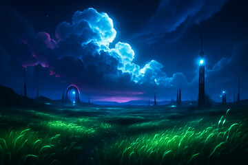 night landscape with clouds