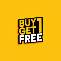 Buy One Get One Free Offer Label – Bold Black and Yellow Promo Design