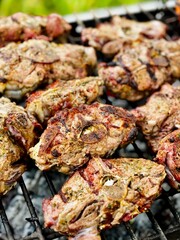 barbecue grilled meat and vegetables