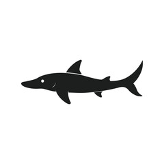 Obraz premium Sleek black silhouette of a shark against a white background suitable for various applications