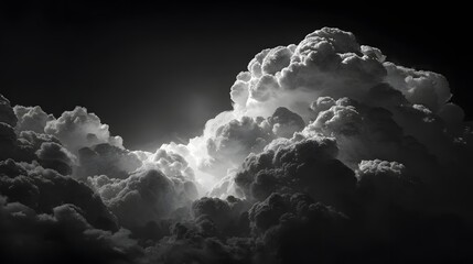 Naklejka premium Dramatic clouds illuminated by a light source.
