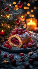 cranberry cake with berries