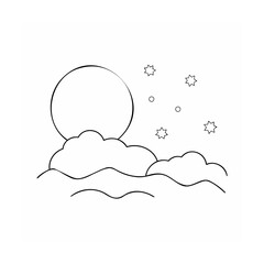 Celestial scene with moon clouds and stars night sky