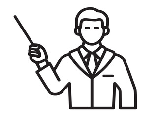 Creative Teacher Icon Featuring Minimal Clean Elegant Line Art  