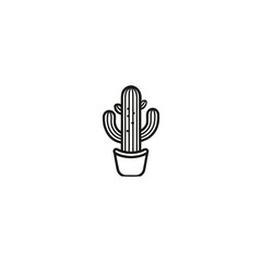 Potted Cactus Silhouette Icon 