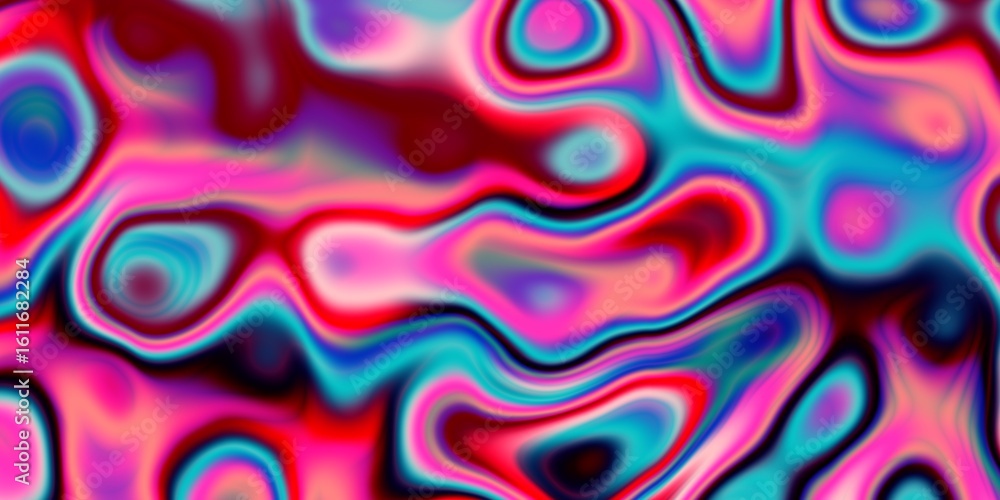 Poster vibrant abstract psychedelic pattern filled with colorful patterns and mesmerizing fluid motion, evo