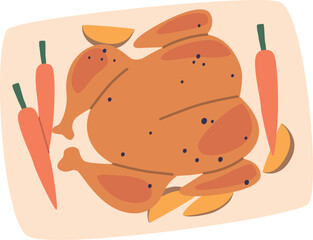 Grilled turkey festive dish vector illustration