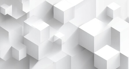 Fototapeta premium Abstract composition of numerous off-white cubes of varying sizes, creating a three-dimensional, textured effect with subtle shadowing