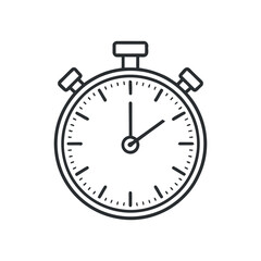 Stopwatch Outline Vector Illustration for Timekeeping and Measurement with Simple Black Line Design on White Background