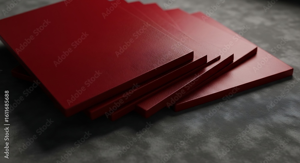 Poster a stack of red rectangular pieces on a textured surface creates a minimalist composition