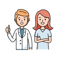 Smiling male and female doctor standing together