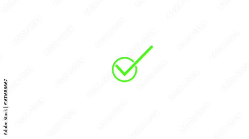 Poster check animated icon with white background.animated green check mark in circle.check mark with alpha 
