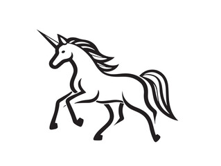 Creative Clean Unicorn Icon with Elegant Minimal Line Artwork Style  