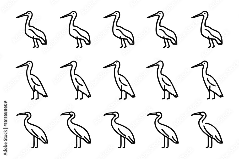 Poster abstract heron silhouette pattern: an artful pattern of stylized heron silhouettes, showcasing elega