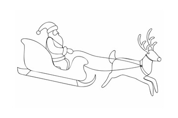 Santa Claus riding reindeer drawn sleigh christmas