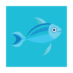 Obraz premium Underwater Fish Character in Flat and Line Sketch Style