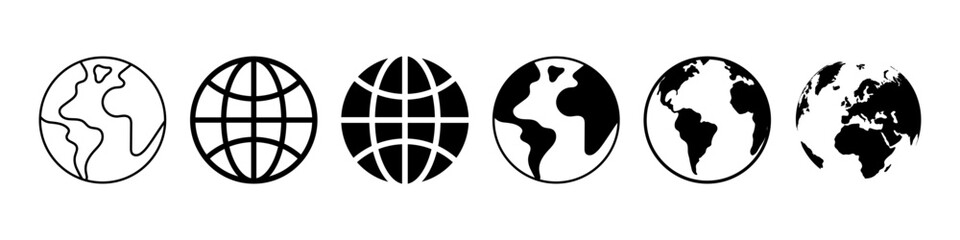 Web, website, homepage icon set. Globe flat icons. Vector symbol of Earth. Planet icon