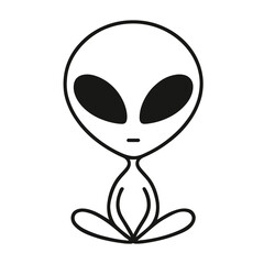 Alien isolated on white background vector illustration. Extraterrestrial alien face or head symbol line art vector icon for apps and websites.