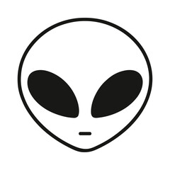 Alien isolated on white background vector illustration. Extraterrestrial alien face or head symbol line art vector icon for apps and websites.