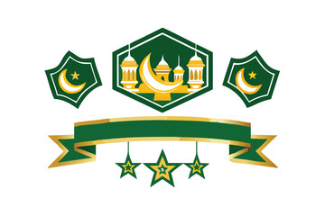 Islamic Festive Ribbon Banner Vector Set - Decorative Banners for Ramadan & Eid