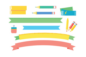 Back to School Ribbon Banner Vector Set - Playful Decorative Labels for Education