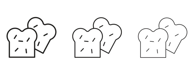 White bread icons. Outline or line icon design bundle.