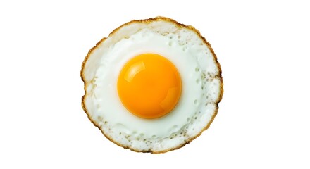 Perfect Sunny-Side-Up Fried Egg, a High-Protein Keto Breakfast, Isolated on White Background.