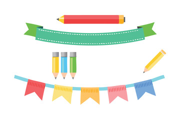 Back to School Ribbon Banner Vector Set - Playful Decorative Labels for Education