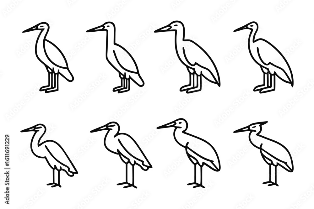 Poster heron vector design: captivating, minimalistic, and eye-catching vector image of a heron, ideally su