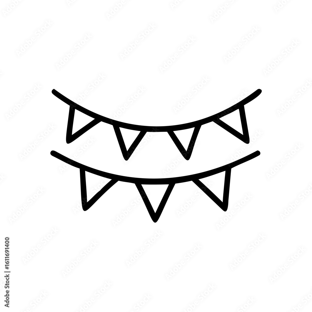 Poster outline two rows triangular bunting flags banner decoration