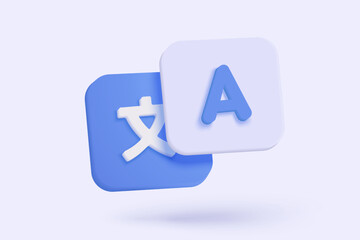 3D language translate realistic icon signs, dictionary and chat translator. speak bubble symbol language concepts. 3d speech studying icon vector illustration