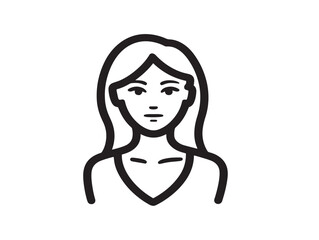Elegant Woman Icon Minimalist 2D Vector Clean Line Artwork  