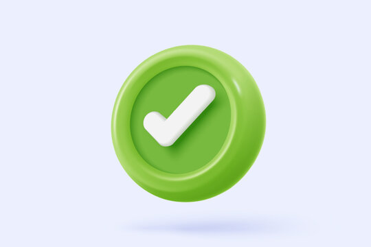 3d check mark sign icon on bubble. check list button best choice for right, success, tick, accept, agree on application. 3d choose correct icon vector with shadow render illustration