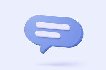 3D speech bubbles symbol sign on social media icon isolated on pastel background. Chat dialogue bubble or user reply sign with social media. 3d speech bubble icon vector render illustration