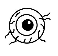 Fototapeta premium Scary Eye Outline Flat Icon on White. Scary eye outline flat icon, isolated on white background.