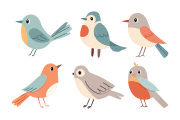 Colorful Bird Collection: A delightful assortment of cheerful birds showcases a vibrant palette of colors, celebrating nature's whimsical beauty and bringing a sense of joy.