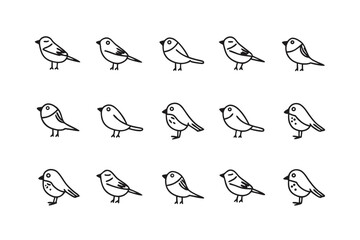 Flock of Cartoon Birds: This whimsical illustration showcases a charming assortment of cartoon birds. The artwork's simplicity and endearing design evoke feelings of playfulness and tranquility.
