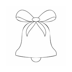 Bell with ribbon outline drawing