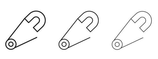 Safety pin icons. Outline or line icon design bundle.