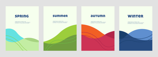 Spring, Summer, Autumn, Winter Season Banners  Modern Minimalist Design for Branding